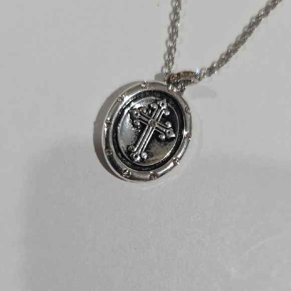 Silver Pendant Necklace with Blue & Purple Accents and Cross Stud Earrings - Picture 8 of 14